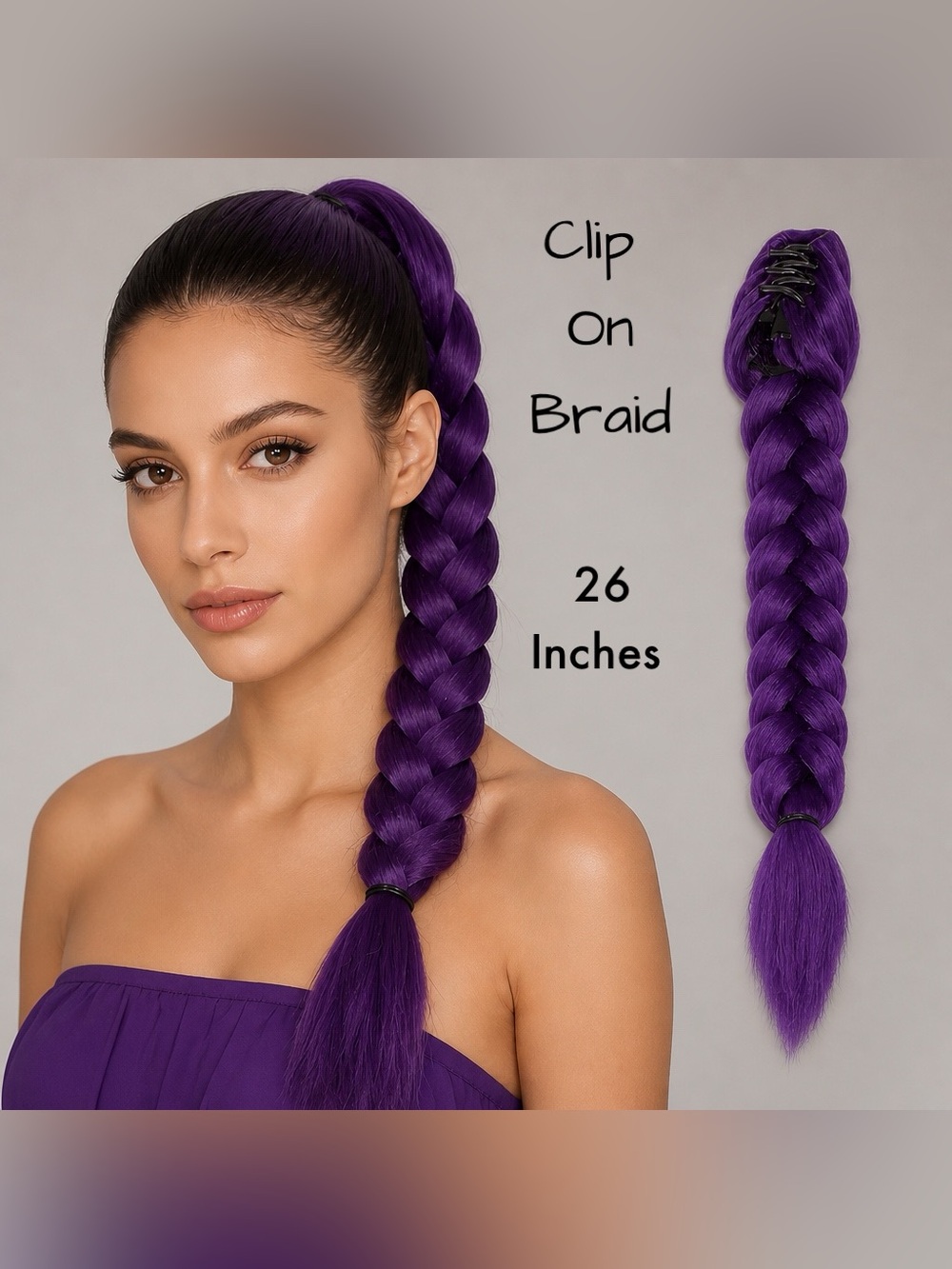 Purple Clip on Braid - Hair